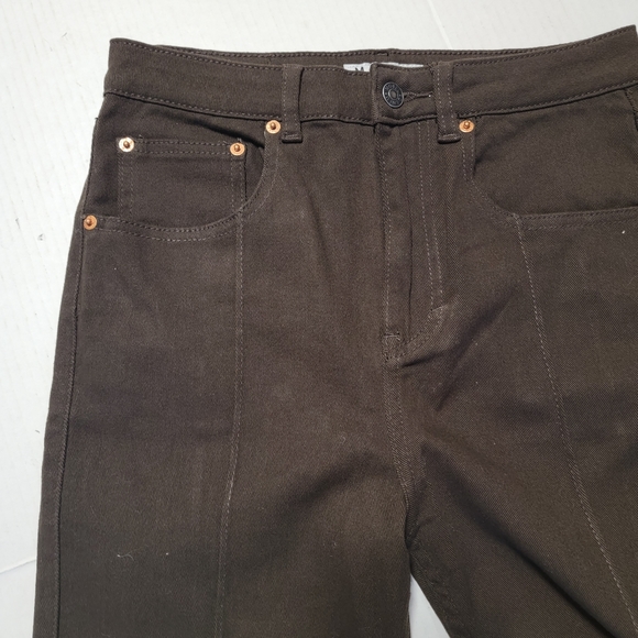 Motel Denim Seam Bootleg Split Jeans Bitter Chocolate Brown - Picture 4 of 11